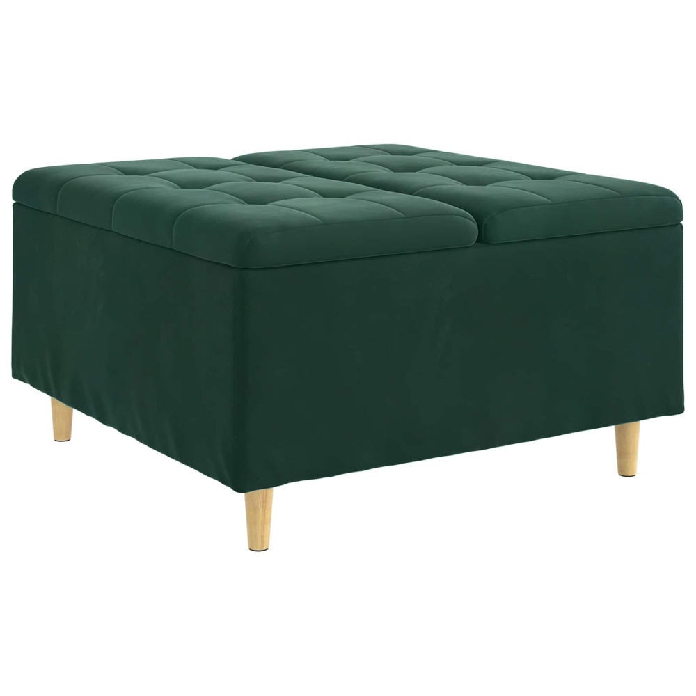 Produktbild för Förvaringspall med kudde Mörkgrön 80 x 80 x 45 cm Sammet