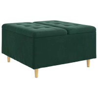Produktbild för Förvaringspall med kudde Mörkgrön 80 x 80 x 45 cm Sammet