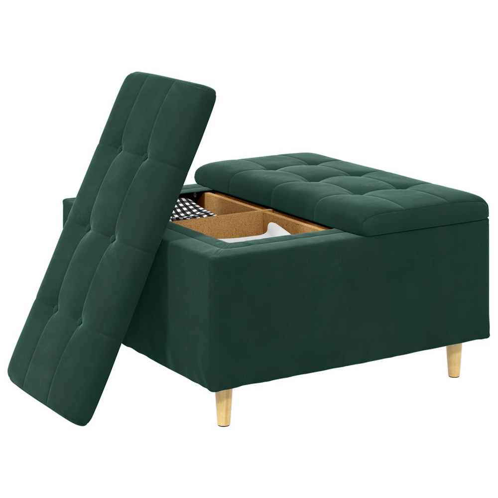 Produktbild för Förvaringspall med kudde Mörkgrön 80 x 80 x 45 cm Sammet