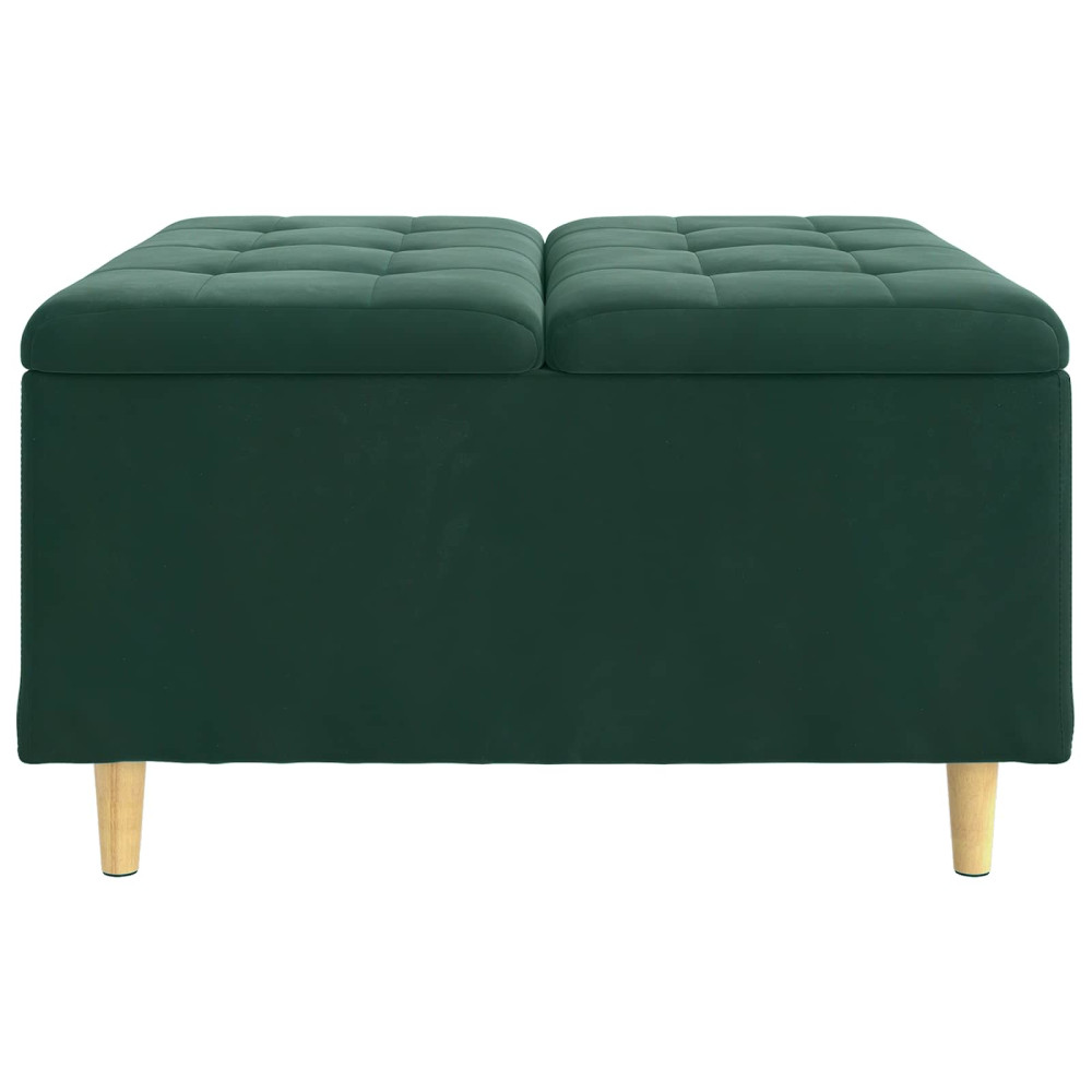Produktbild för Förvaringspall med kudde Mörkgrön 80 x 80 x 45 cm Sammet