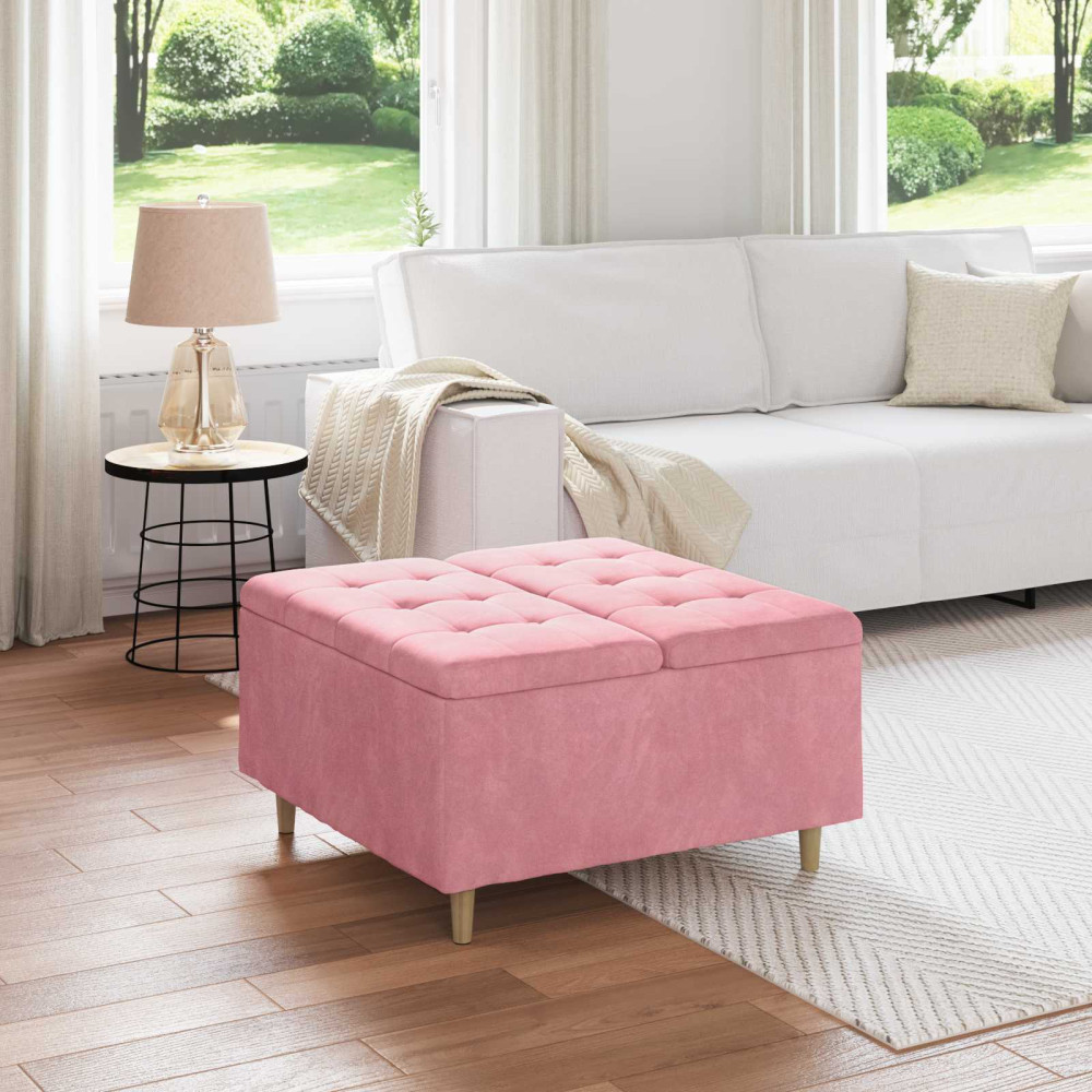 Produktbild för Förvaringspall med kudde Rosa 80 x 80 x 45 cm Sammet