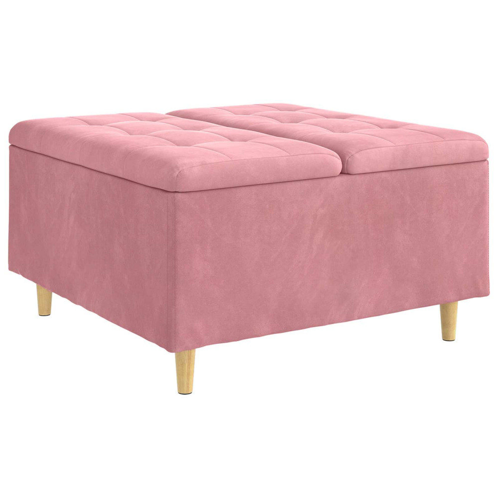 Produktbild för Förvaringspall med kudde Rosa 80 x 80 x 45 cm Sammet