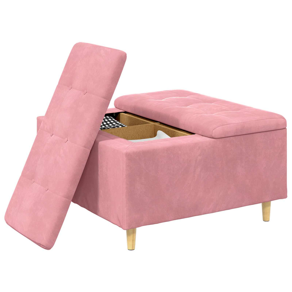 Produktbild för Förvaringspall med kudde Rosa 80 x 80 x 45 cm Sammet