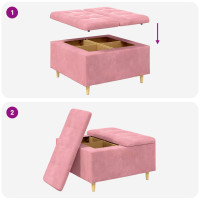 Produktbild för Förvaringspall med kudde Rosa 80 x 80 x 45 cm Sammet