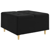 Produktbild för Förvaringspall med kudde Svart 80 x 80 x 45 cm Sammet