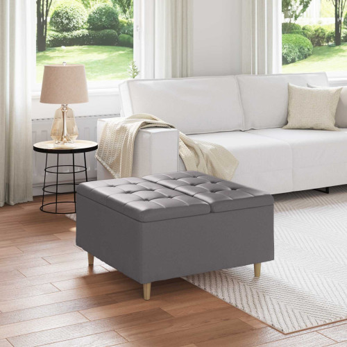 vidaXL Förvaringspall med kudde Grå 80 x 80 x 45 cm Konstläder