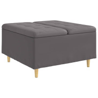 Produktbild för Förvaringspall med kudde Grå 80 x 80 x 45 cm Konstläder
