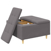 Produktbild för Förvaringspall med kudde Grå 80 x 80 x 45 cm Konstläder