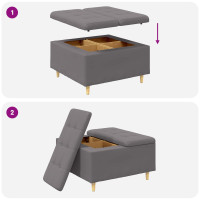 Produktbild för Förvaringspall med kudde Grå 80 x 80 x 45 cm Konstläder