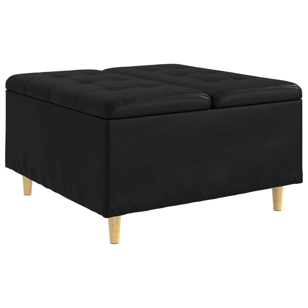 Produktbild för Förvaringspall med kudde Svart 80 x 80 x 45 cm Konstläder