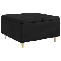 Produktbild för Förvaringspall med kudde Svart 80 x 80 x 45 cm Konstläder