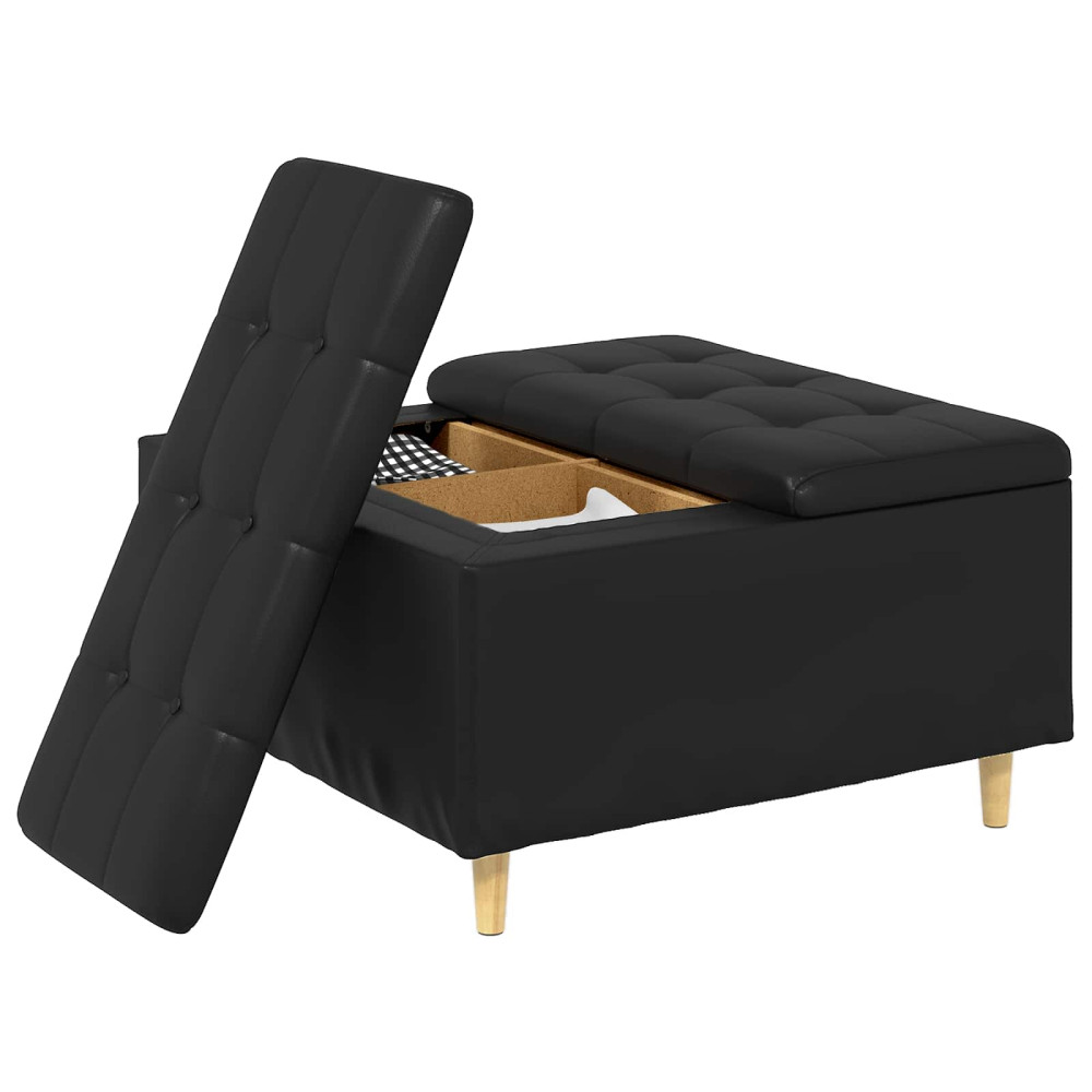 Produktbild för Förvaringspall med kudde Svart 80 x 80 x 45 cm Konstläder
