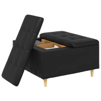 Produktbild för Förvaringspall med kudde Svart 80 x 80 x 45 cm Konstläder