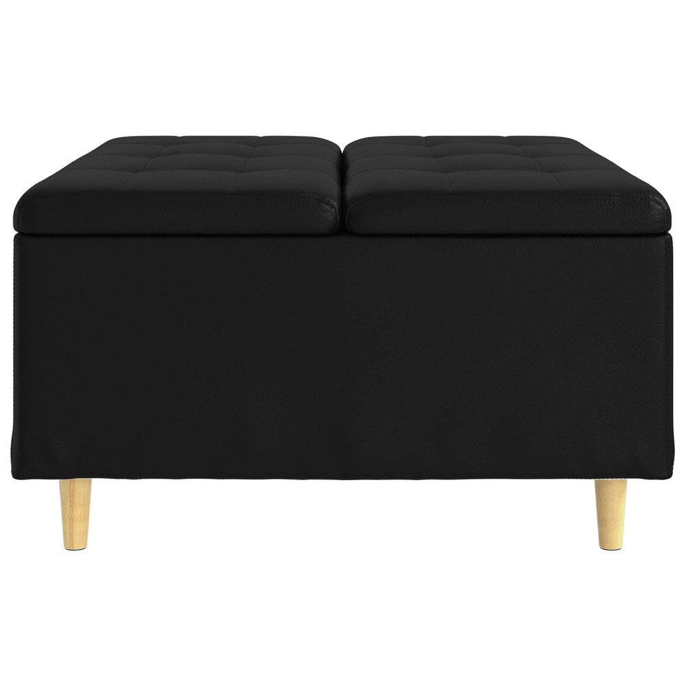 Produktbild för Förvaringspall med kudde Svart 80 x 80 x 45 cm Konstläder