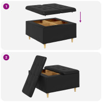 Produktbild för Förvaringspall med kudde Svart 80 x 80 x 45 cm Konstläder