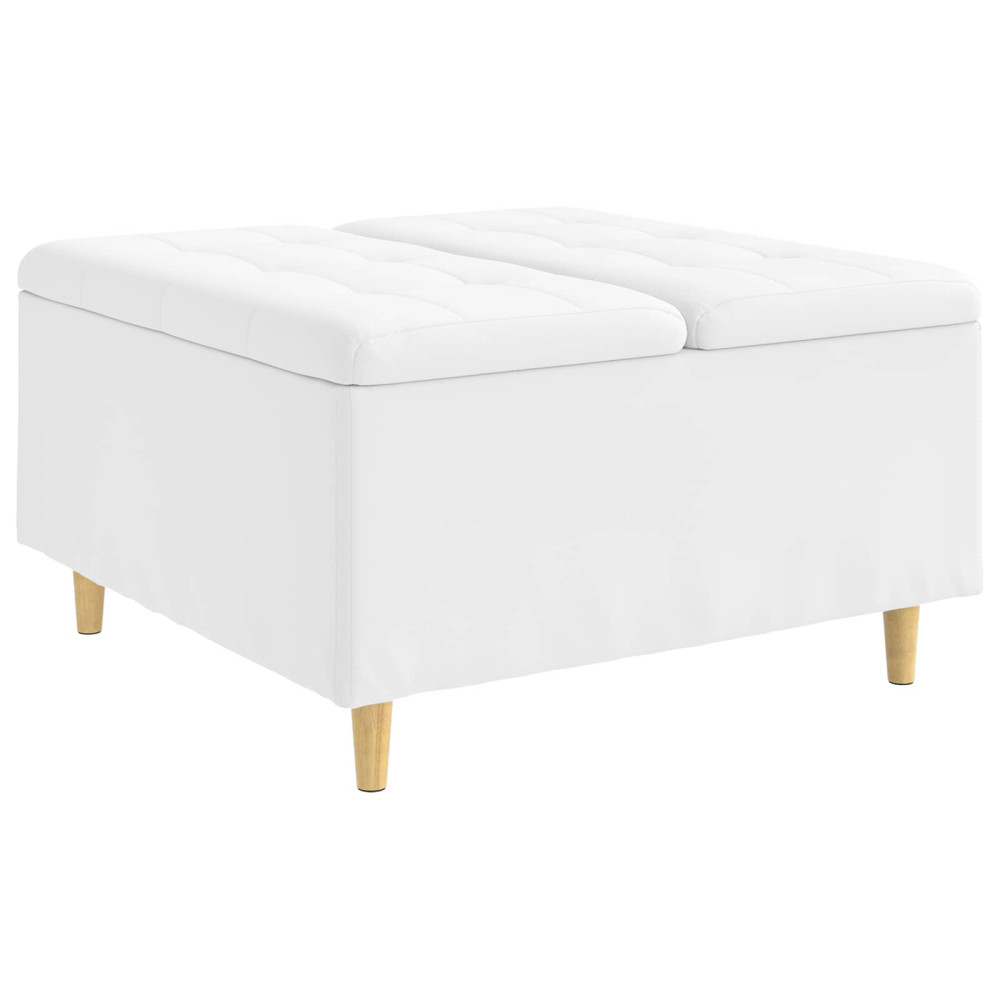 Produktbild för Förvaringspall med kudde Vit 80 x 80 x 45 cm Konstläder