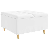 Produktbild för Förvaringspall med kudde Vit 80 x 80 x 45 cm Konstläder
