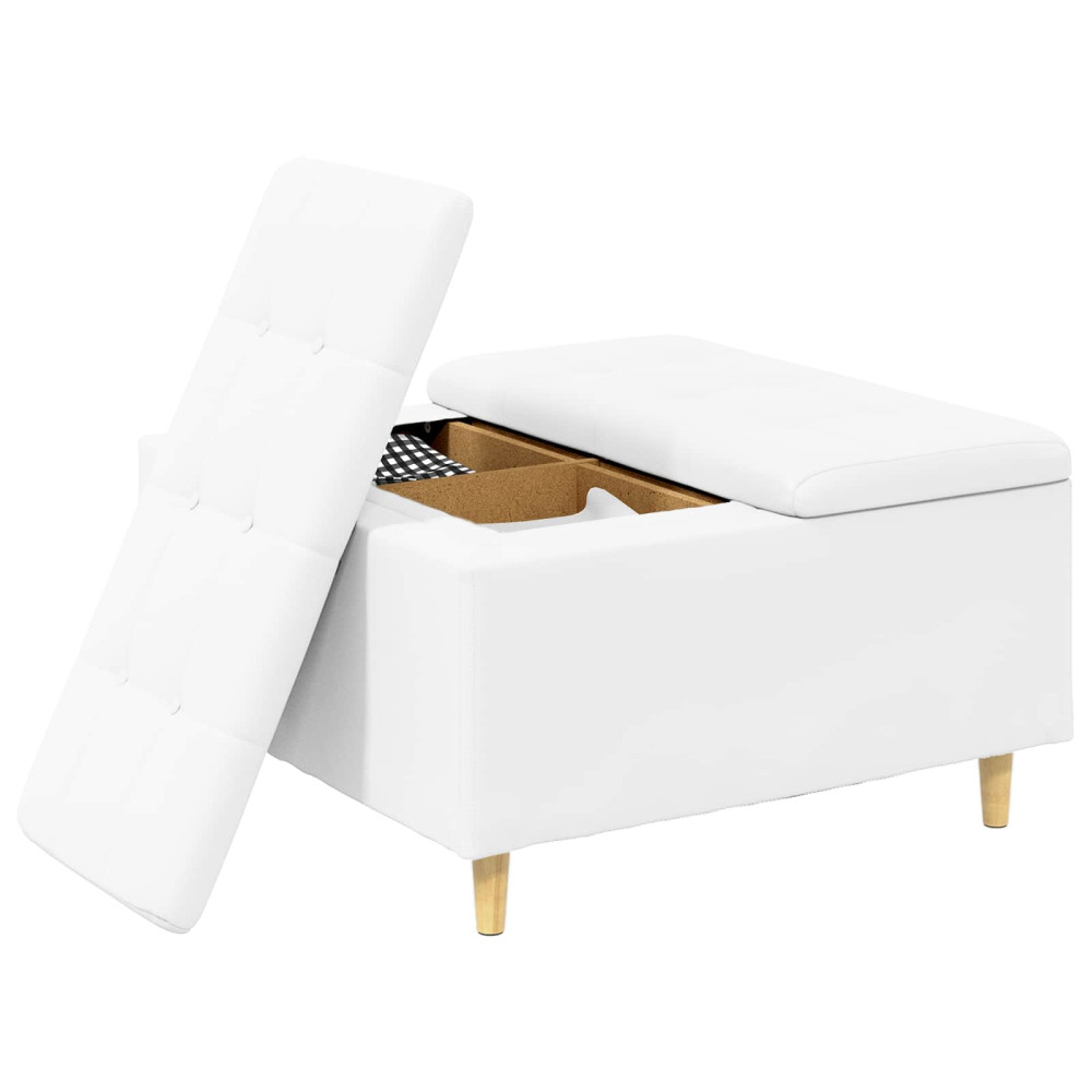 Produktbild för Förvaringspall med kudde Vit 80 x 80 x 45 cm Konstläder