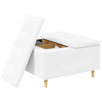 Produktbild för Förvaringspall med kudde Vit 80 x 80 x 45 cm Konstläder