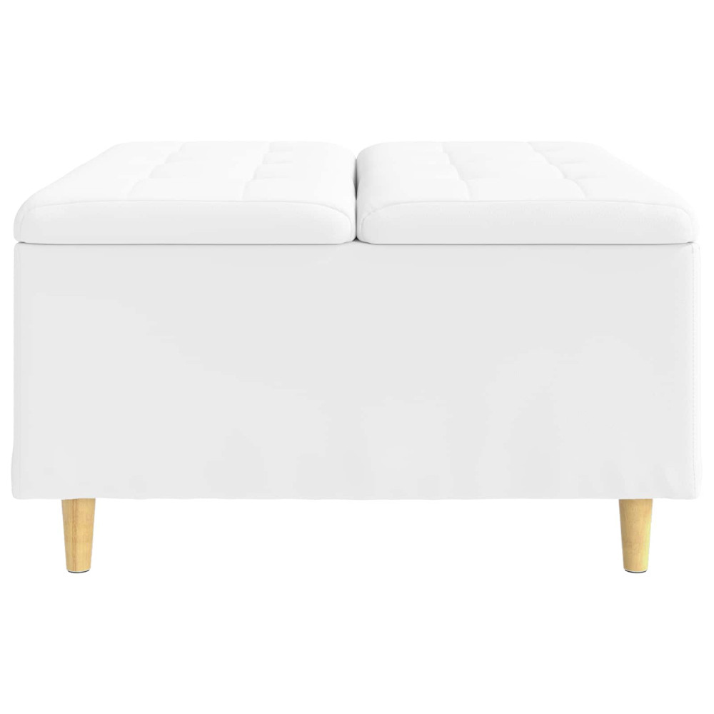 Produktbild för Förvaringspall med kudde Vit 80 x 80 x 45 cm Konstläder