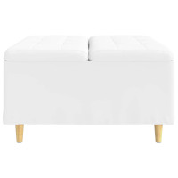 Produktbild för Förvaringspall med kudde Vit 80 x 80 x 45 cm Konstläder