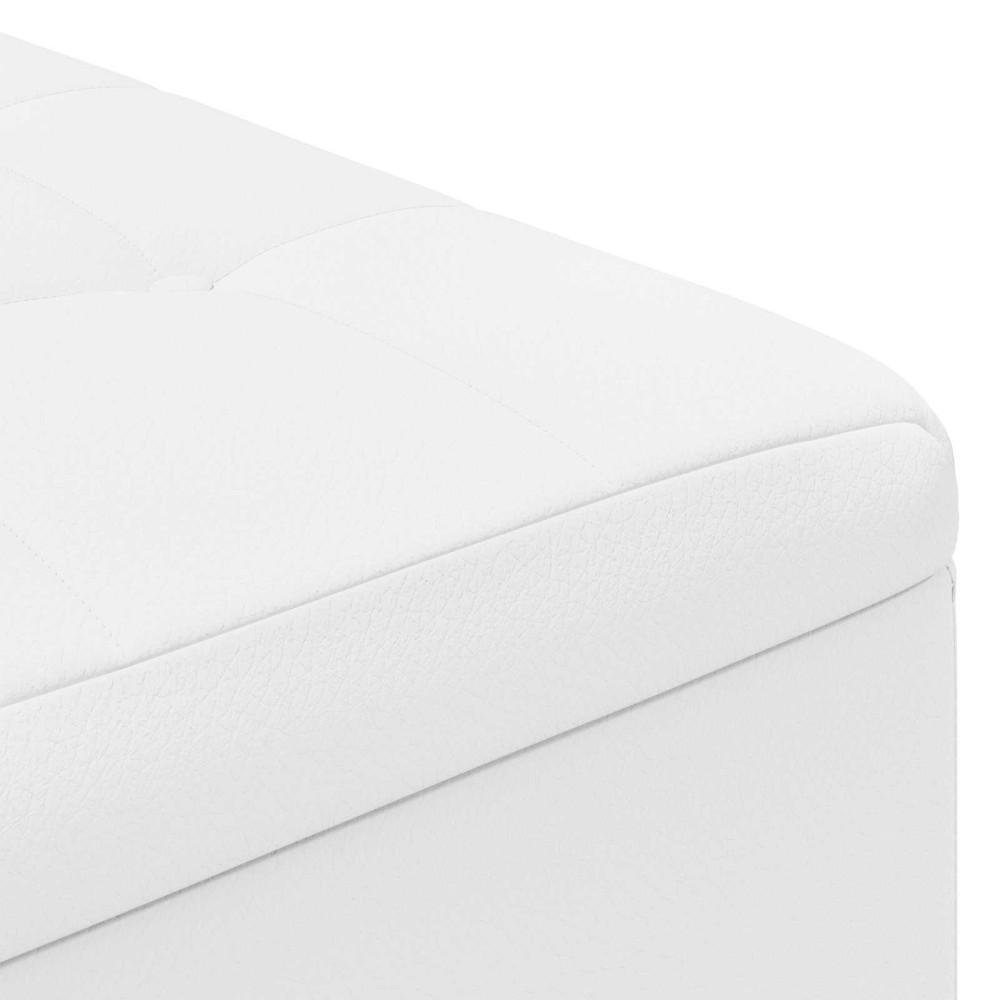 Produktbild för Förvaringspall med kudde Vit 80 x 80 x 45 cm Konstläder