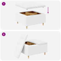 Produktbild för Förvaringspall med kudde Vit 80 x 80 x 45 cm Konstläder
