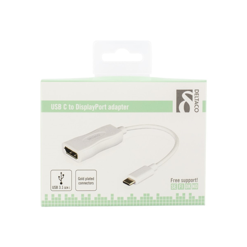 Produktbild för DELTACO USBC-DP1 - extern videoadapter - vit