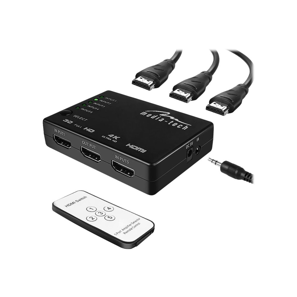 Produktbild för Media-Tech MT5207 - video-/ljudomkopplare - 5 portar