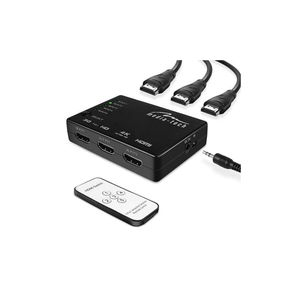 Produktbild för Media-Tech MT5207 - video-/ljudomkopplare - 5 portar
