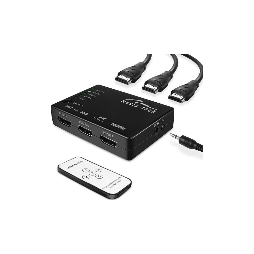 Produktbild för Media-Tech MT5207 - video-/ljudomkopplare - 5 portar