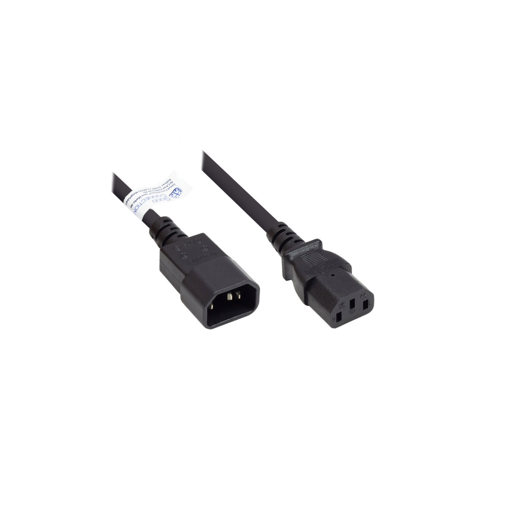 Produktbild för Alcasa P1430-S020, 2 m, C14-kontakt, C13-kontakt, H05VV-F, 2...