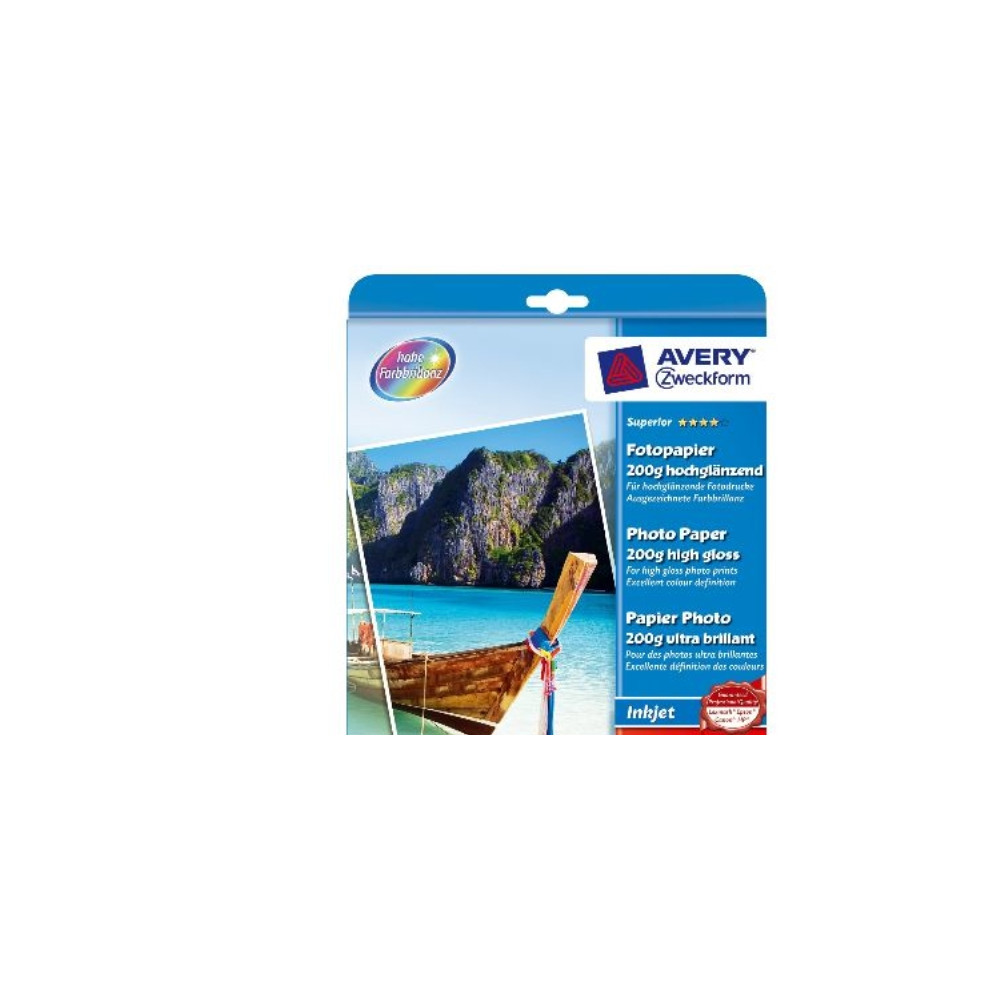 Produktbild för Avery Zweckform Superior Inkjet Photo Paper 2572 - fotopapper - högblank - 50 ark - A4 - 200 g/m²