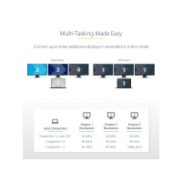 Produktbild för StarTech.com USB-C to Triple DisplayPort 1.4 MST Hub, 4K 60Hz, 1ft (30cm) Cable, USB Type-C Multi Monitor Adapter for Laptop, DP 1.4 Multi-Stream Transport Hub, DisplayPort Splitter - MST Triple Monitor Adapter (MST14CD123DP) - dockningsstation - USB-C / 