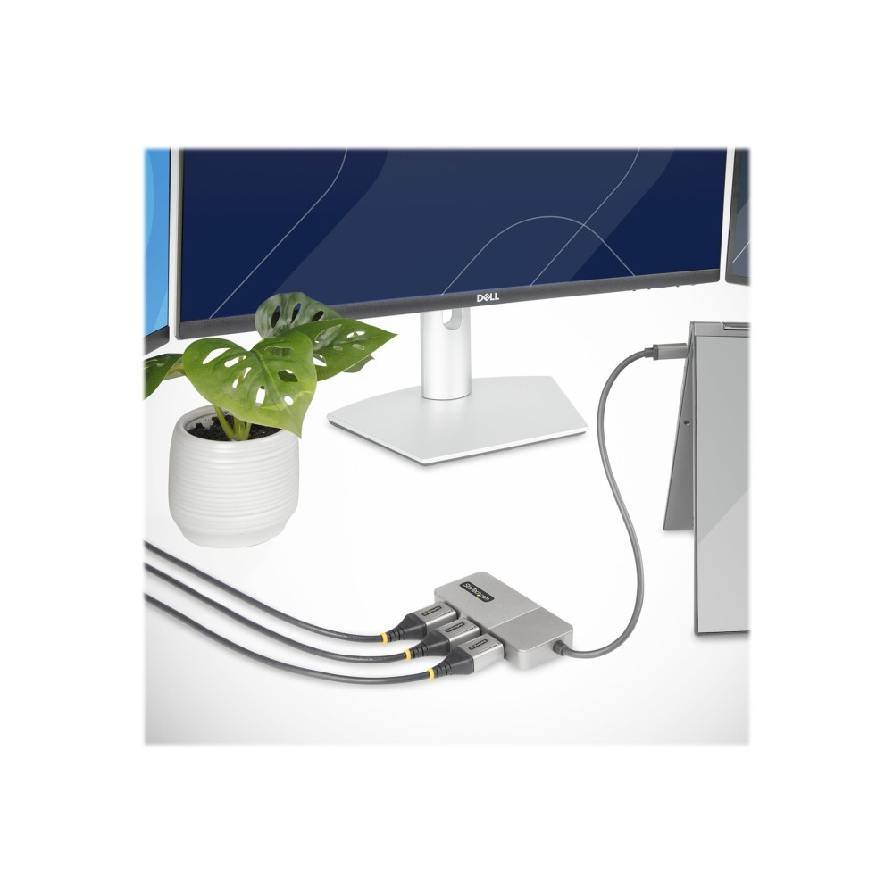 Produktbild för StarTech.com USB-C to Triple DisplayPort 1.4 MST Hub, 4K 60Hz, 1ft (30cm) Cable, USB Type-C Multi Monitor Adapter for Laptop, DP 1.4 Multi-Stream Transport Hub, DisplayPort Splitter - MST Triple Monitor Adapter (MST14CD123DP) - dockningsstation - USB-C / 