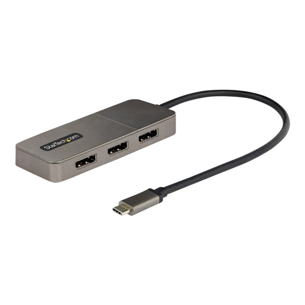 Produktbild för StarTech.com USB-C to Triple DisplayPort 1.4 MST Hub, 4K 60Hz, 1ft (30cm) Cable, USB Type-C Multi Monitor Adapter for Laptop, DP 1.4 Multi-Stream Transport Hub, DisplayPort Splitter - MST Triple Monitor Adapter (MST14CD123DP) - dockningsstation - USB-C / 