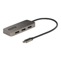 Produktbild för StarTech.com USB-C to Triple DisplayPort 1.4 MST Hub, 4K 60Hz, 1ft (30cm) Cable, USB Type-C Multi Monitor Adapter for Laptop, DP 1.4 Multi-Stream Transport Hub, DisplayPort Splitter - MST Triple Monitor Adapter (MST14CD123DP) - dockningsstation - USB-C / 