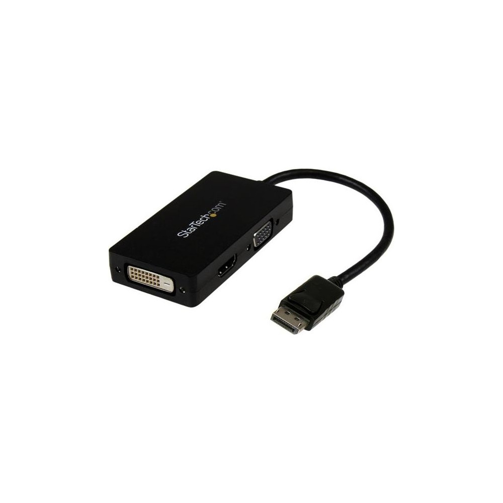 Produktbild för StarTech.com A/V-reseadapter: 3-i-1 DisplayPort till VGA-, DVI- eller HDMI-konverterare - videokort - DisplayPort / HDMI / DVI / VGA - 26.6 m