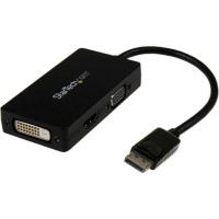 Produktbild för StarTech.com A/V-reseadapter: 3-i-1 DisplayPort till VGA-, DVI- eller HDMI-konverterare - videokort - DisplayPort / HDMI / DVI / VGA - 26.6 m