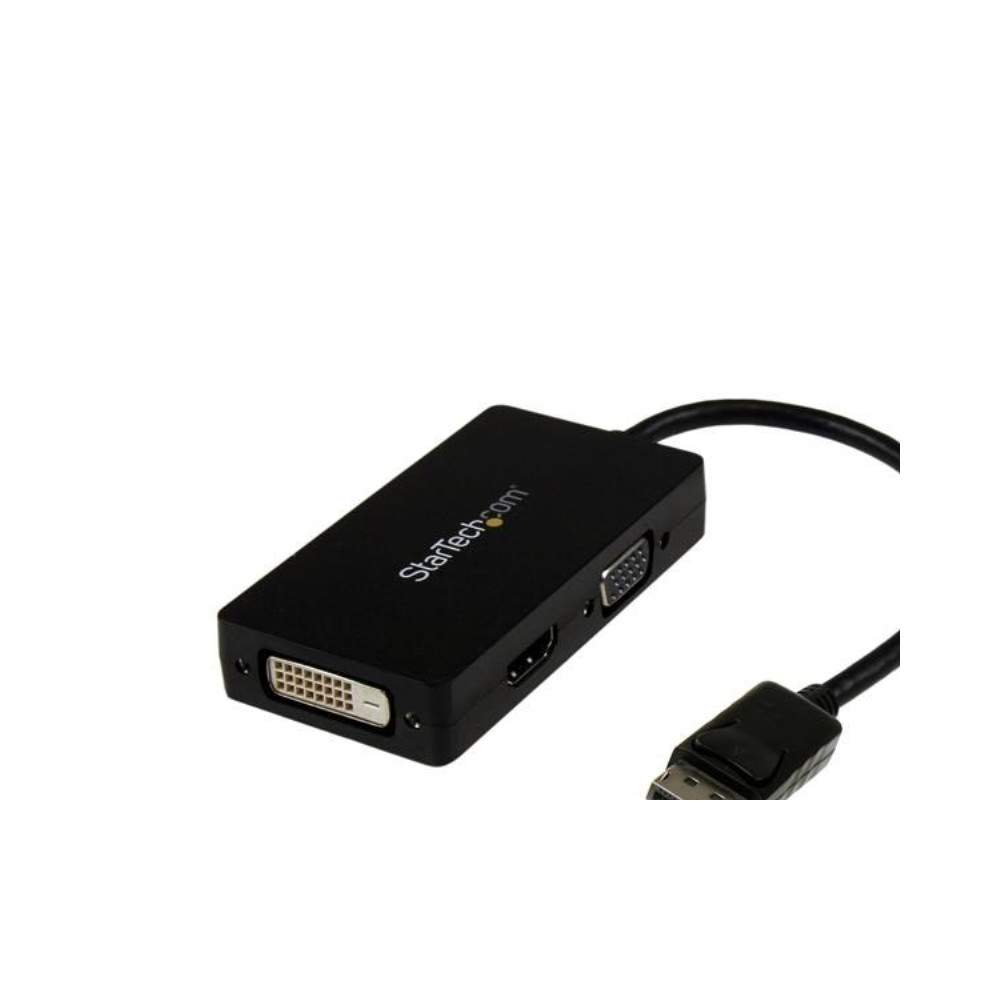 Produktbild för StarTech.com A/V-reseadapter: 3-i-1 DisplayPort till VGA-, DVI- eller HDMI-konverterare - videokort - DisplayPort / HDMI / DVI / VGA - 26.6 m