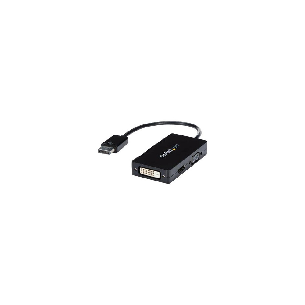 Produktbild för StarTech.com A/V-reseadapter: 3-i-1 DisplayPort till VGA-, DVI- eller HDMI-konverterare - videokort - DisplayPort / HDMI / DVI / VGA - 26.6 m