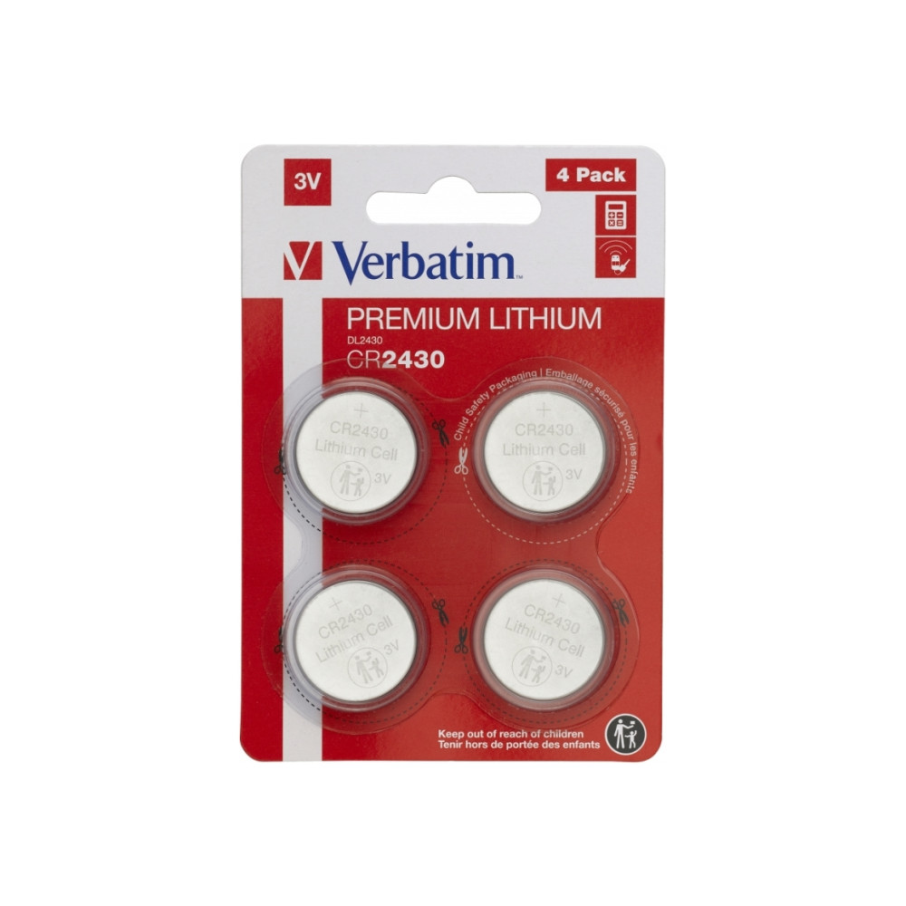 Produktbild för Verbatim batteri - 4 x CR2430 - Li