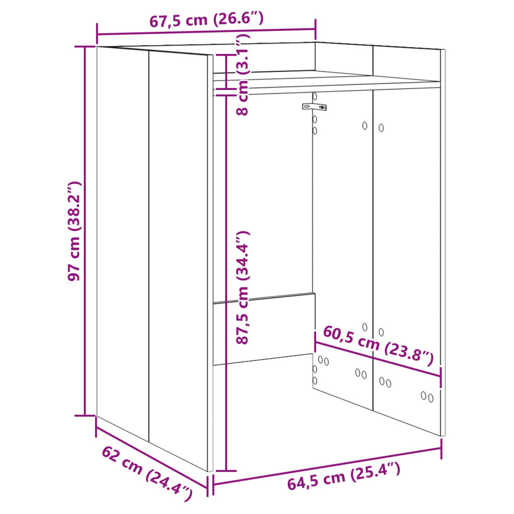 Produktbild för Tvättmaskinskabinet med lagring Grå Sonoma 67,5 x 62 x 97 cm