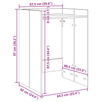 Produktbild för Tvättmaskinskabinet med lagring Grå Sonoma 67,5 x 62 x 97 cm