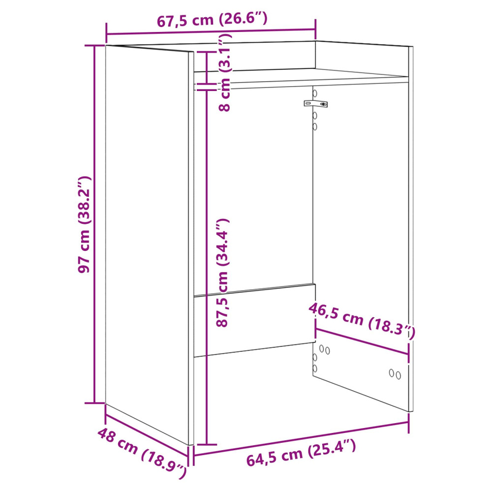 Produktbild för Tvättmaskinskabinet med lagring Grå Sonoma 67,5 x 48 x 97 cm