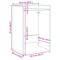 Produktbild för Tvättmaskinskabinet med lagring Grå Sonoma 67,5 x 48 x 97 cm