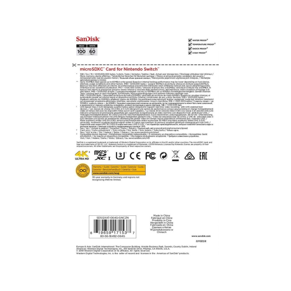 Produktbild för SanDisk Nintendo Switch - flash-minneskort - 64 GB - mikroSDXC UHS-I