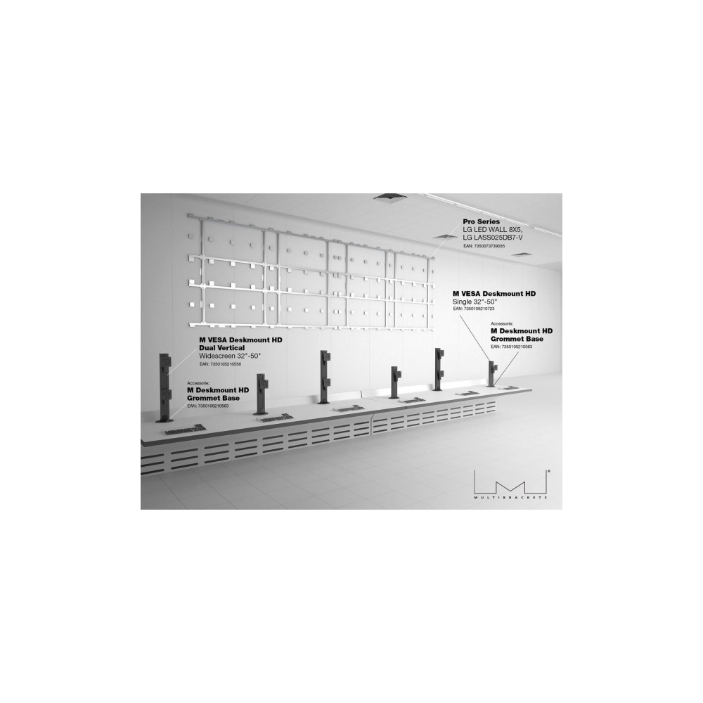 Produktbild för Multibrackets M VESA Desktopmount HD Dual monteringssats - för 2 välvda LCD-skärmar - svart
