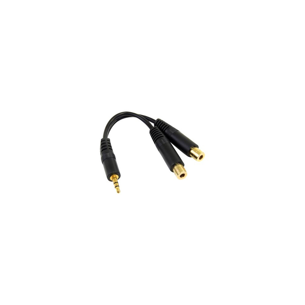 Produktbild för StarTech.com 6 in. 3.5mm Audio Splitter Cable - Stereo Splitter Cable - Gold Terminals - 3.5mm Male to 2x 3.5mm Female - Headphone Splitter (MUY1MFF) - ljudsplitter - 15.2 cm