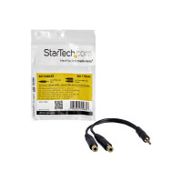 Produktbild för StarTech.com 6 in. 3.5mm Audio Splitter Cable - Stereo Splitter Cable - Gold Terminals - 3.5mm Male to 2x 3.5mm Female - Headphone Splitter (MUY1MFF) - ljudsplitter - 15.2 cm